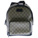 GUCCI(グッチ) サイズ:- GGスプリーム スモール バックパック リュックサック ベージュ×ブラック PVC×レザー シルバー金具 429020【中古】【程度B】【カラーベージュ】【取扱店舗BRING京都河原町店】