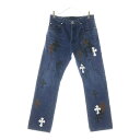 CHROME HEARTS(クロムハーツ) サイズ:31 JEAN SL FLEURKNEE クロスパッチ付きフレアニーステッチデニムパンツ インディゴ【中古】...