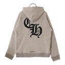 CHROME HEARTS(クロムハーツ) サイズ:M バックCH フェルト セメタリークロスパッチ プルオーバーパーカー グレー【中古】【程度A】【カラーグレー】【取扱店舗BRINGアメリカ村店】