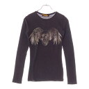HYSTERIC GLAMOUR(ヒステリックグラマー) 90s VINTAGE ヴィンテージ スカルプリント クルーネック長袖Tシャツ カットソー レディース チャコール 2CL-9100【中古】【程度B】【カラーグレー】【取扱店舗BRING THRIFT CLOSET 湘南平塚店】