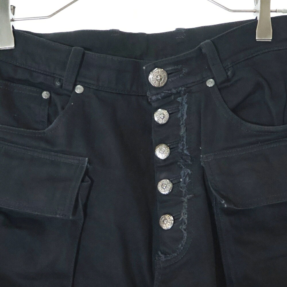 CHROME HEARTS(クロムハーツ) サイズ:32 旧型 FATIGUE アーチロゴボタン ファティーグカーゴロングパンツ ブラック【中古】【程度B】【カラーブラック】【取扱店舗OneStyle新宿店】