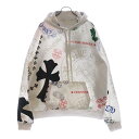 CHROME HEARTS(クロムハーツ) サイズ:L STENCIL HOODIE ステンシル 総柄プリント プルオーバーパーカー フーディー ホワイト/マルチカラー【中古】【程度B】【カラーホワイト】【取扱店舗BRING京都河原町店】