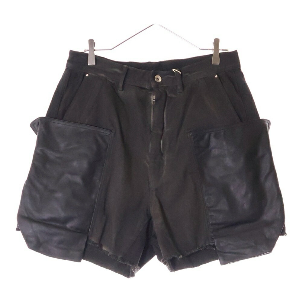 Rick Owens(リックオウエンス) サイズ:39 24SS STEFAN CARGO SHORTS 再構築 レザー切替 デニムハーフパンツ ショーツ グレー RR01D3322 DKBWLY【新古品/中古】【程度S】【カラーグレー】【取扱店舗BRING渋谷ANNEX店】