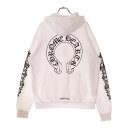 CHROME HEARTS(クロムハーツ) サイズ:M WTSHRT PLVR バックホースシューフローラルクロスプルオーバーパーカー ホワイト【中古】【程度A】【カラーホワイト】【取扱店舗BRINGアメリカ村店】