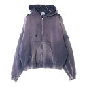 SAINT MICHAEL(セントマイケル) サイズ:L 25SS ZIP UP HOODIE DOUBLE FACE ジップアップフーディー ダブル フェイス ダメージ加工 パーカー ネイビー SM-HR8-0000-054【中古】【程度A】【カラーネイビー】【取扱店舗BRING渋谷ANNEX店】