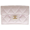 CHANEL(シャネル) サイズ:- マトラッセ 三つ折り財布 コンパクトウォレット ピンク ゴールド金具 キャビアスキン レザー【中古】【程度B】【カラーピンク】【取扱店舗BRING京都河原町店】