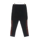 CHROME HEARTS(クロムハーツ) サイズ:L TRACK PANTS トラックパンツ サイドクロスボールレザー切替トラックロングパンツ ブラック/レッド【中古】【程度B】【カラーブラック】【取扱店舗原宿】