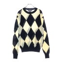 DIOR(ディオール) サイズ:S アーガイル柄 長袖ニットセーター ネイビー×ホワイト 663M657ZT618【中古】【程度B】【カラーネイビー】【オンライ...