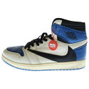 NIKE(ナイキ) サイズ:26.5cm ×TRAVIS SCOTT FRAGMENT DESIGN AIR JORDAN 1 HIGH OG SP トラヴィス スコット フラグメント エアジョーダン1 ハイカットスニーカー US8.5/26.5cm DH3227-105【中古】【程度A】【カラーブルー】【取扱店舗BRING KICKS】