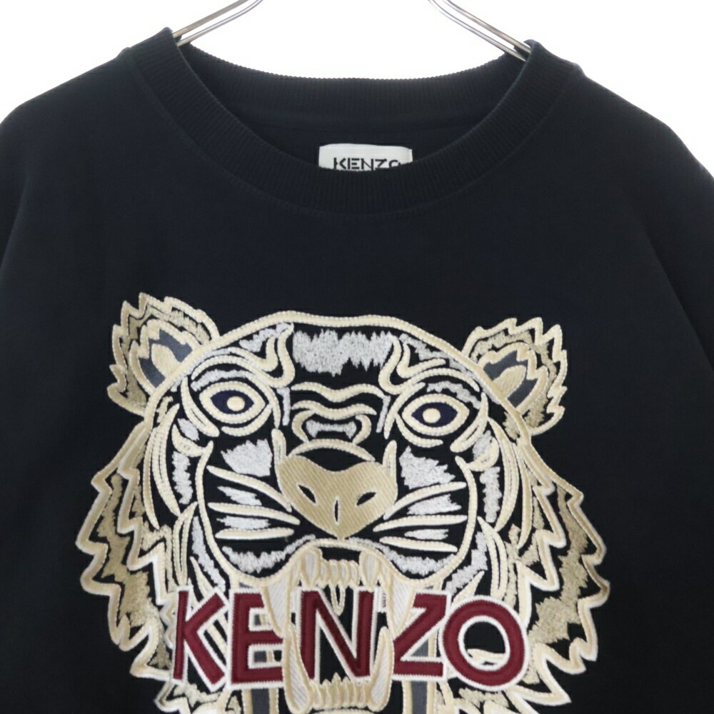 KENZO(ケンゾー) サイズ:XL 21AW Pearl Tiger Head Embroidered Pattern Sweat Shirt エンブロイダード タイガー バラエティー スウェットトレーナー ブラック FA65SW1114XV【中古】【程度A】【カラーブラック】【取扱店舗BRING THRIFT CLOSET 幕張店】