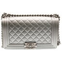 CHANEL(シャネル) ボーイシャネル25 ココマーク キャビアスキン チェーンショルダーバッグ シルバー【中古】【程度B】【カラーシルバー】【取扱店舗BRING京都河原町店】