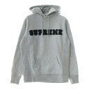 SUPREME(シュプリーム) サイズ:M 08AW Pinstriped Hoodie ピンストライプハーバードロゴスウェットプルオーバーパーカー グレー【中古】【程度B】【カラーグレー】【オンライン限定商品】(4)
