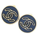 CHANEL(シャネル) サイズ:- ココマーク ラウンド イヤリング イヤーアクセサリー ブラック×ゴールド GP×レザー 01P【中古】【程度B】【カラーゴールド】【取扱店舗渋谷】
