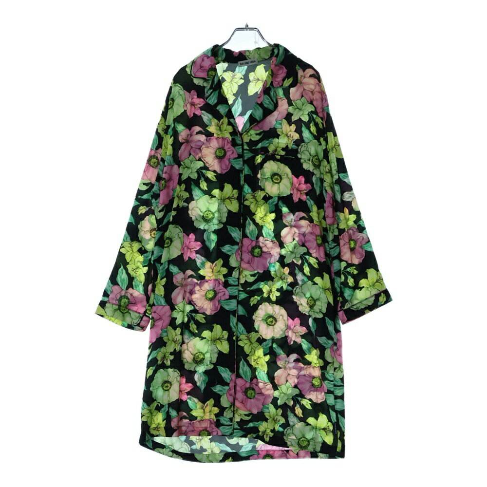 BALENCIAGA(バレンシアガ) サイズ:34 フラワー総柄 ロング丈 シャツ ワンピース マルチカラー 602451【..