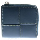 BOTTEGA VENETA(ボッテガヴェネタ) スクエア コンパクトジップアラウンドウォレット ネイビー 765782V39K23330【中古】【程度B】【カラーネイビー】【取扱店舗BRING京都河原町店】