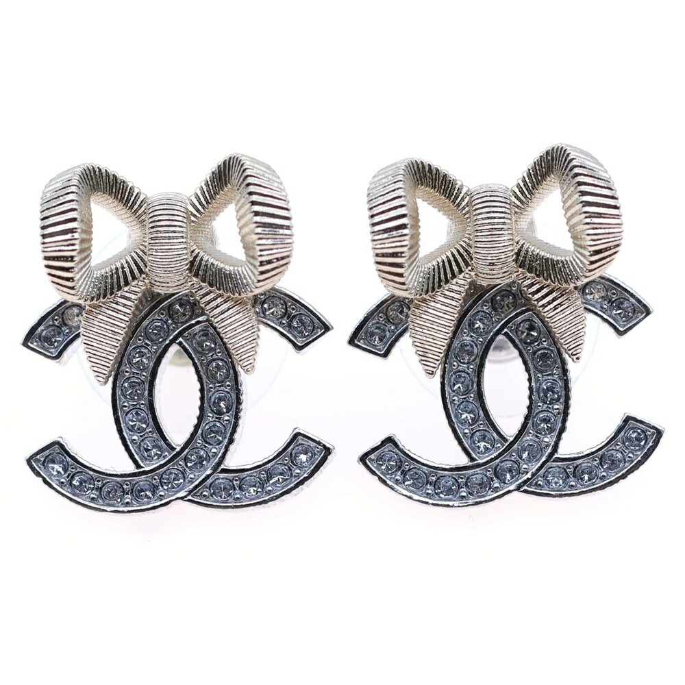 CHANEL(シャネル) ココマーク リボンモチーフ ピアス ストラス ラインストーン ゴールド×シルバー B24K【中古】【程度A】【カラーゴールド】【取扱店舗BRING心斎橋店】のサムネイル