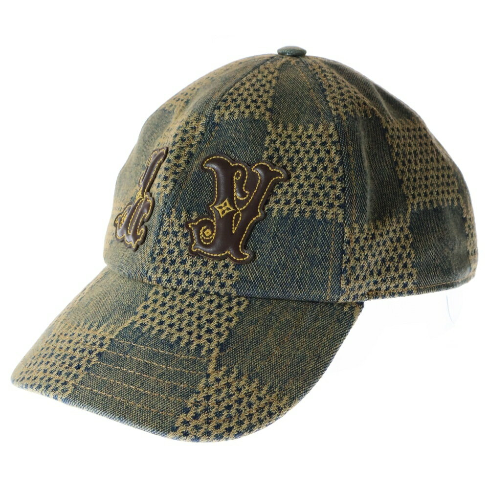 LOUIS VUITTON(ルイヴィトン) キャップダミエ ウォッシュドデニム LVレザーロゴキャップ ベースボールキャップ インディゴ M7690L【中古】【...