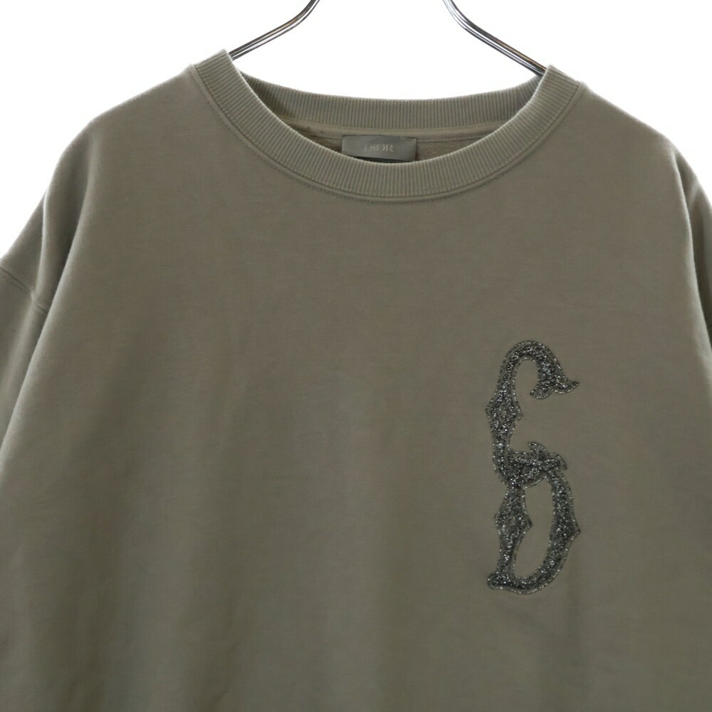DIOR(ディオール) サイズ:XXL 23AW CDロゴ エンブロイダリー 刺繍 クルーネック 長袖 プルオーバー スウェット トレーナー ベージュ 343J699A0531【中古】【程度B】【カラーベージュ】【取扱店舗渋谷】