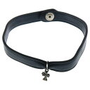 CHROME HEARTS(クロムハーツ) CRS BBYFAT CRSBLL LEATHER CHOKER ベイビーファット クロスボールボタン レザー チョーカー ブラック/シルバー レディース【中古】【程度B】【カラーブラック】【取扱店舗OneStyle原宿店】