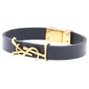 SAINT LAURENT PARIS(サンローランパリ) YSLロゴ オピウム レザーブレスレット ブラック/ゴールド 708815【中古】【程度A】【カラーブラック】【取扱店舗BRING札幌店】