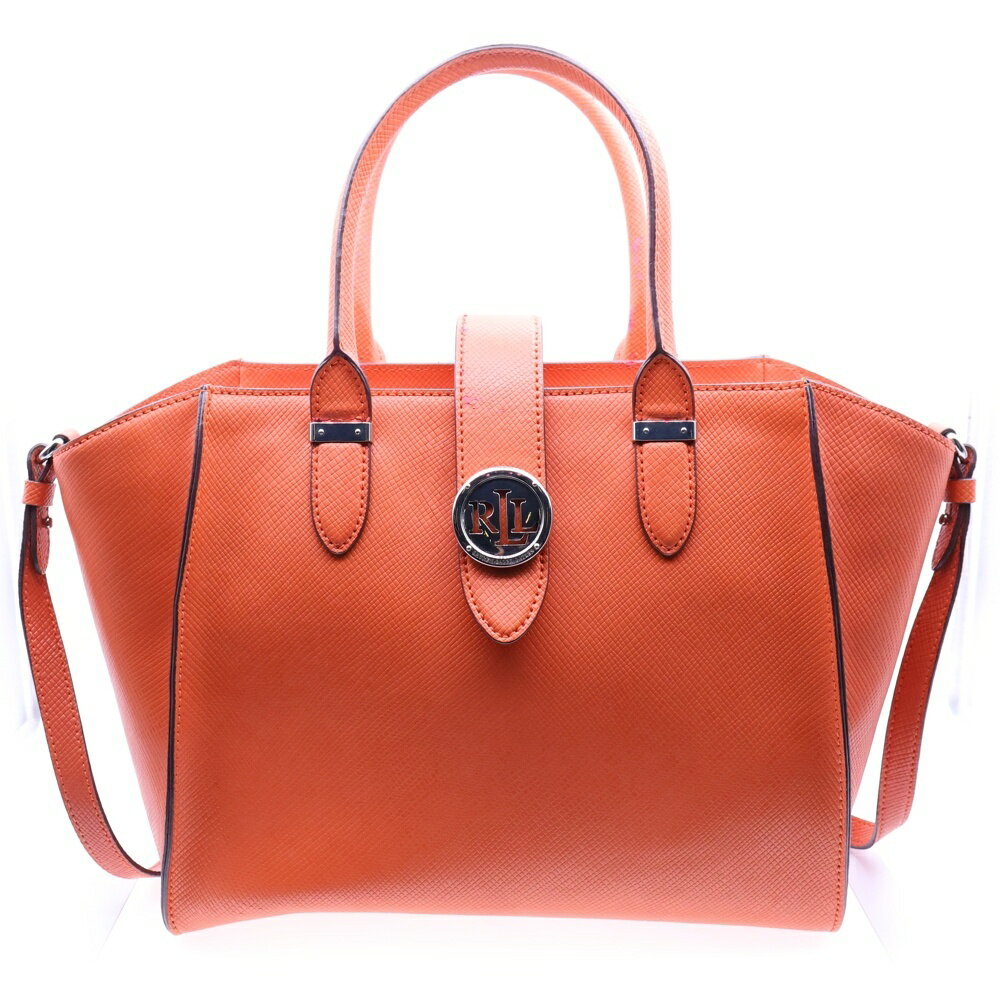 LAUREN RALPH LAUREN(ローレンラルフローレン) 2WAYショルダーバッグ ハンドバッグ トートバッグ シルバー金具 オレンジ レザー【中古】【程度A】【カラーオレンジ】【オンライン限定商品】