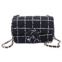 CHANEL(シャネル) カメリア チェーンショルダーバッグ ブラック ツイード ゴールド金具【中古】【程度A】【カラーブラック】【取扱店舗BRING京都河原町店】