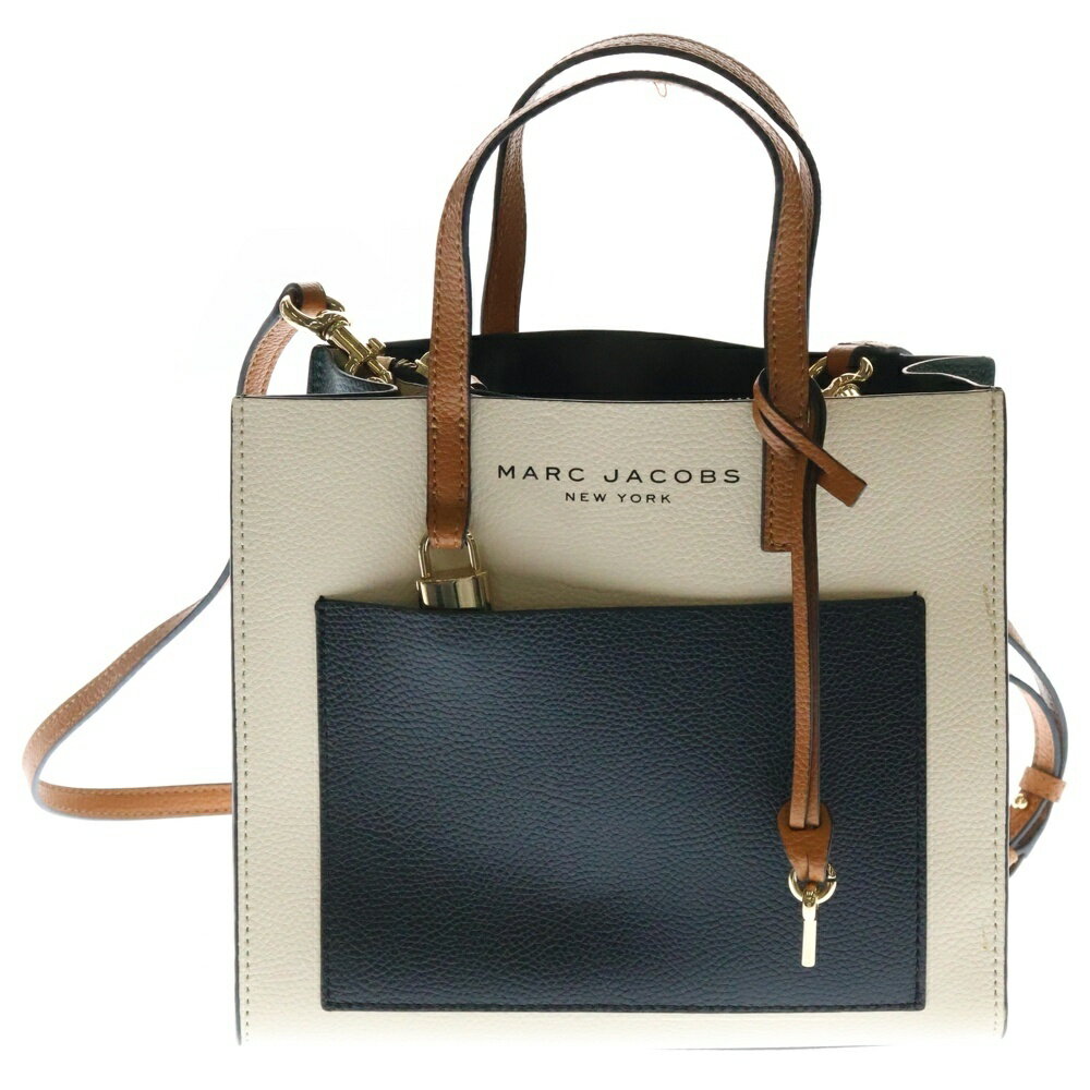 MARC JACOBS(マークジェイコブス) グラインド ミニトートハンド レザー バッグ ブラック/アイボリー M0..