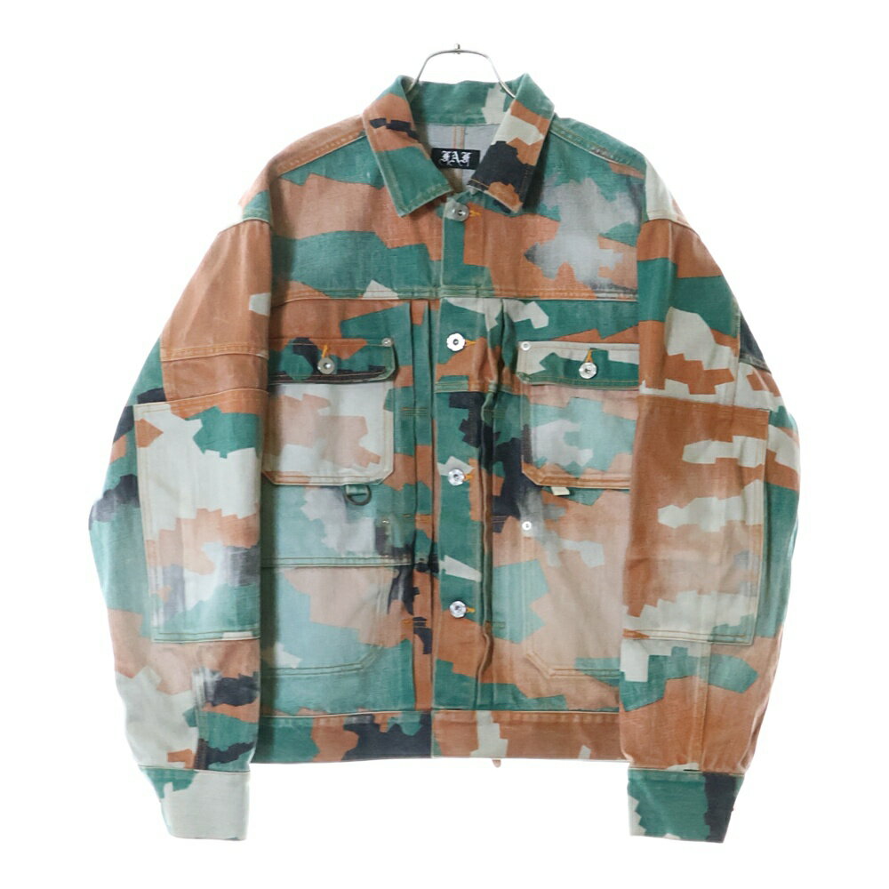 FAF/Fake As Flowers(エフエーエフ/フェイクアズフラワーズ) サイズ:3 TYPE-2 JACKET セカンドタイプ デニムジャケット マルチカラー 2342508【中古】【程度B】【カラーマルチカラー】【取扱店舗BRING梅田茶屋町店】