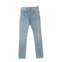 SAINT LAURENT PARIS(サンローランパリ) サイズ:26 クラッシュ加工 スキニーデニムパンツ 399086 Y851I インディゴ【中古】【程度A】【カラーブルー】【取扱店舗新宿】