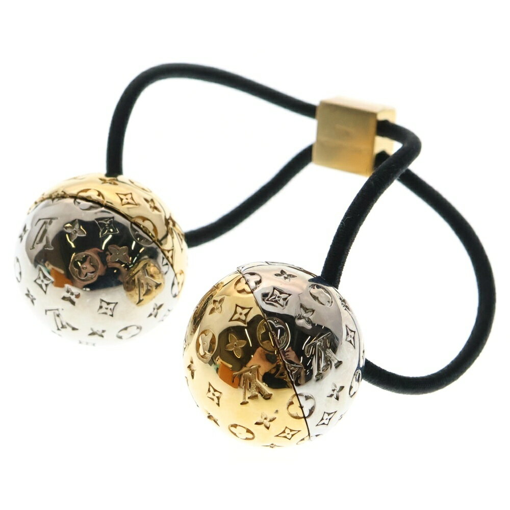 LOUIS VUITTON(ルイヴィトン) サイズ:- シュシュ・ナノグラム プラネット ヘアゴム ヘアアクセ シルバー×ゴールド M80266【中古】【程度B】【カラーシルバー】【取扱店舗新宿】