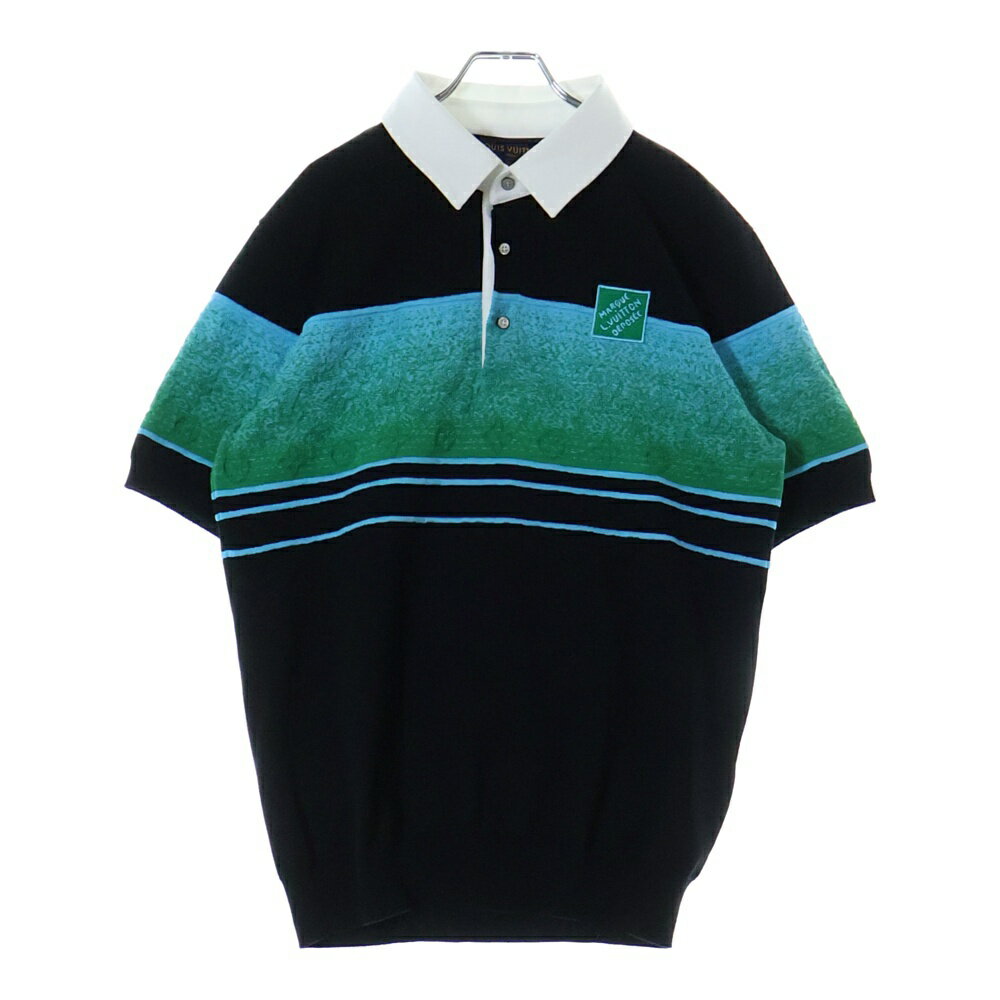 LOUIS VUITTON(ルイヴィトン) サイズ:L イリゼント ショートスリーブ ポロシャツ 半袖 ブラック/グリーン/ブルー RM252MV AUR HT...