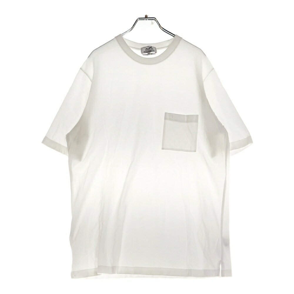HERMES(エルメス) サイズ:XL H刺繍 ポケット Tシャツ コットン ホワイト 32-5705【中古】【程度B】【カ..