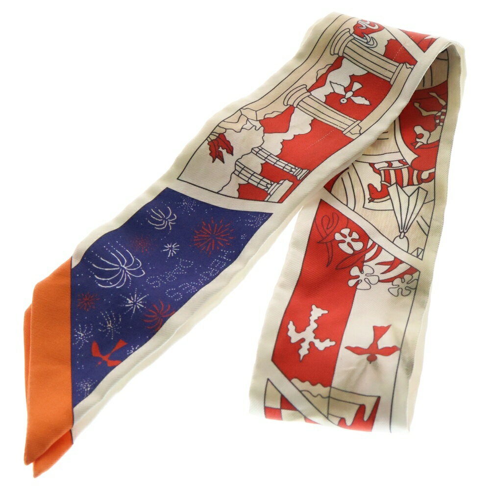 HERMES(エルメス) サイズ:- 23SS エルメス ファクトリー ツイリー スカーフ シルク レッド×オレンジ マ..