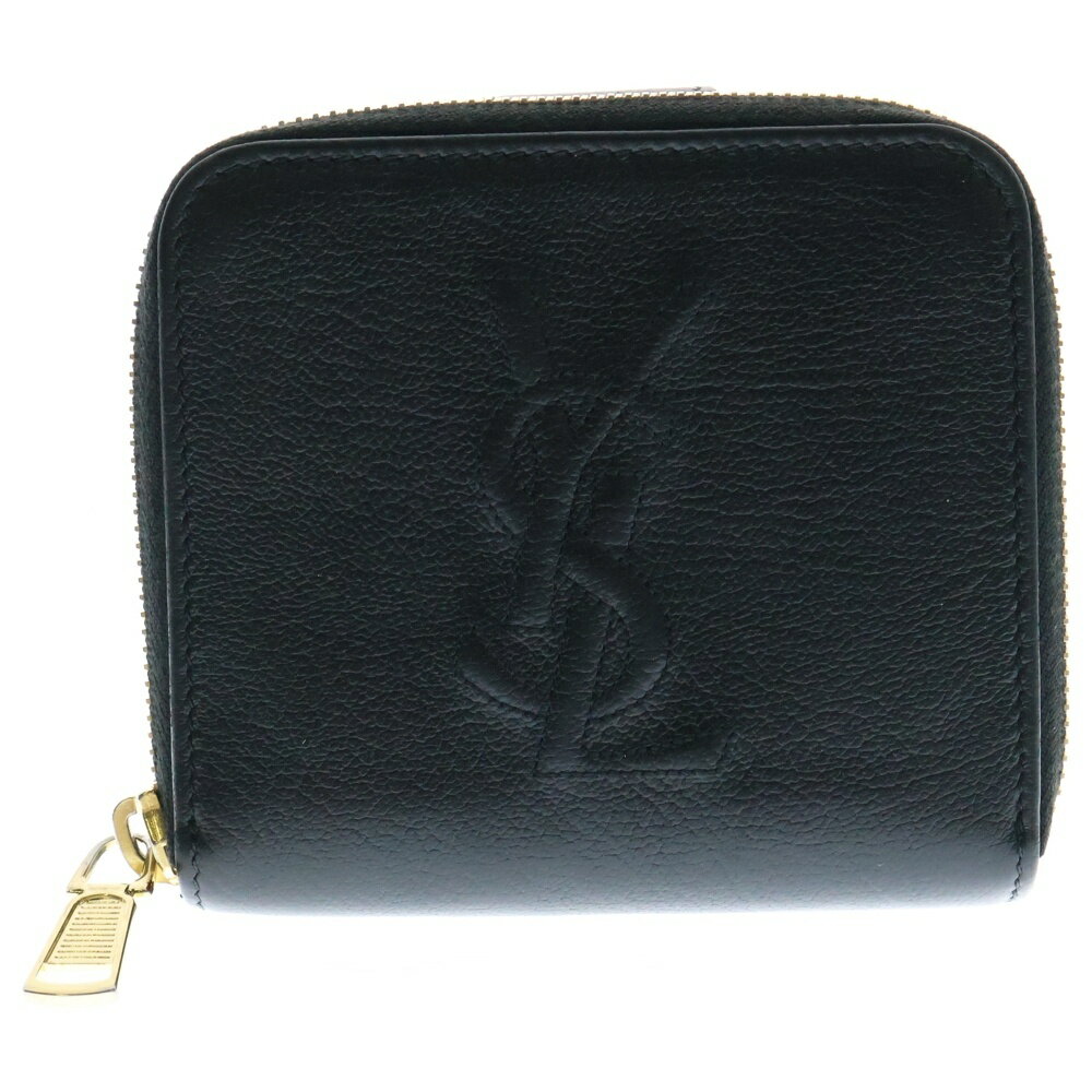 YVES SAINT LAURENT(イヴサンローラン) サイズ:- YSLライン レザー ラウンドファスナー コンパクトウォレット ブラック 352906【中古】【程度B】【カラーブラック】【取扱店舗BRING THRIFT CLOSET 湘南平塚店】