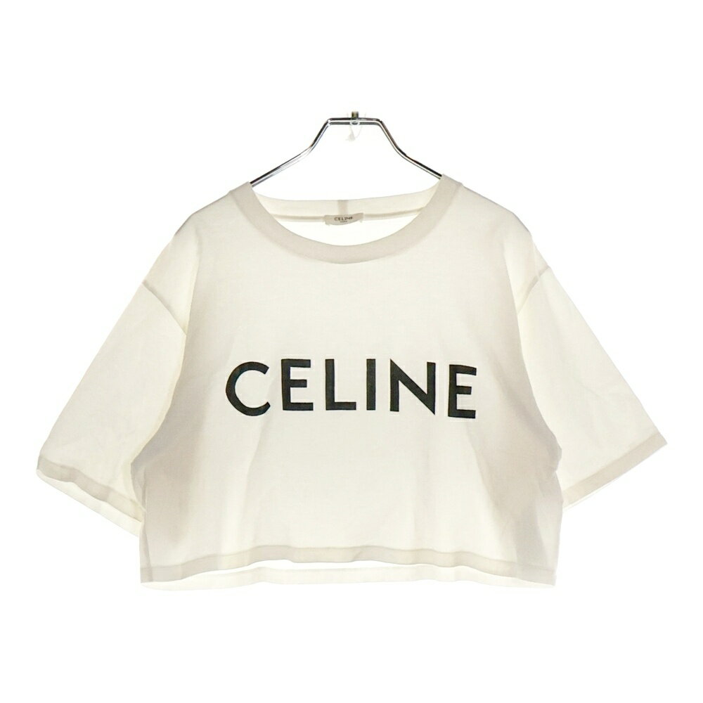 CELINE(セリーヌ) サイズ:S フロントロゴプリント クロップド クルーネック半袖Tシャツカットソー レディース ホワイト 2X761671Q【中古】【程度B】【カラーホワイト】【取扱店舗BRING札幌店】のサムネイル