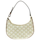 CELINE(セリーヌ) AVA トリオンフ ハンドバッグ ワンショルダーバッグ ブラウン×ホワイト ゴールド金具 レザー×PVC【中古】【程度A】【カラーホワイト】【取扱店舗BRING京都河原町店】