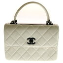 CHANEL(シャネル) トレンディCC トップハンドル 2WAY ショルダーバッグ ハンドバッグ ホワイト ラムスキン ブラック金具 A92236【中古】【程度A】【カラーホワイト】【取扱店舗新宿】