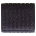 BOTTEGA VENETA(ボッテガヴェネタ) イントレチャート 3つ折り財布 コンパクトウォレット カードーケース 名刺入れ パープル レザー【中古】【程度B】【カラーパープル】【オンライン限定商品】
