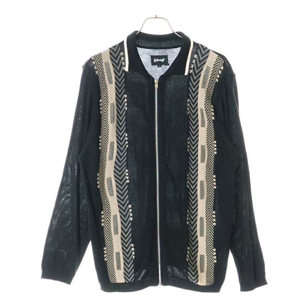 SCHOTT(ショット) サイズ:L LS ZIP KNIT CARDIGAN ロングスリーブ ジップアップ アクリル ニットカーディガン ブラック 782-4141001【中古】【程度B】【カラーブラック】【オンライン限定商品】