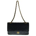 CHANEL(シャネル) マトラッセ25 ダブルフラップ ダブルチェーン ショルダーバッグ ブラック ラムスキン ゴールド金具【中古】【程度B】【カラーブラック】【取扱店舗BRING札幌店】