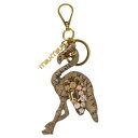 miumiu(ミュウミュウ) CRISTAL ANIMALS クリスタルアニマルズ フラミンゴ ビジュー ストーン レザー キーリング キーホルダー ゴールド金...