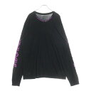 CHROME HEARTS(クロムハーツ) サイズ:XL Neck Logo L/S Tee ネックロゴ プリント長袖Tシャツ カットソー ブラック/パープル【中古】【程度B】【カラーブラック】【取扱店舗新宿】