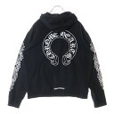 CHROME HEARTS(クロムハーツ) サイズ:M SWTSHRT PLVR プルオーバーパーカー 袖フローラルホースシュープリント スウェットプルオーバーパーカー ブラック【中古】【程度B】【カラーブラック】【取扱店舗BRING THRIFT CLOSET 幕張店】
