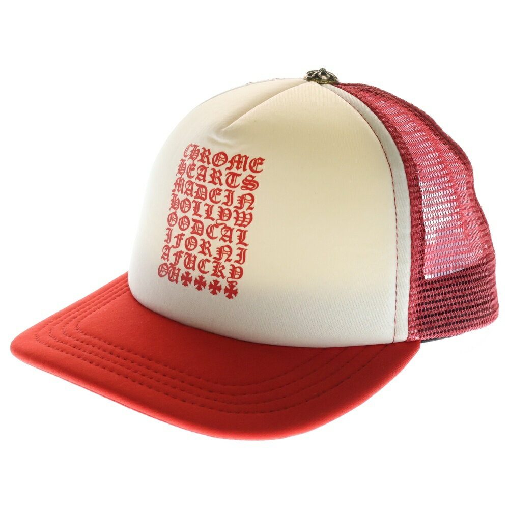 CHROME HEARTS(クロムハーツ) TRUCKER CAP 英字プリント メッシュ トラッカーキャップ 帽子 レッド【中古】【程度B】【カラーレッド】【...