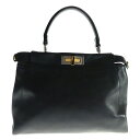 FENDI(フェンディ) サイズ:- ピーカブー レギュラー 2WAY ハンドバッグ ショルダーバッグ ブラック レザー×ハラコ ゴールド金具 8BN226【中古】【程度B】【カラーブラック】【オンライン限定商品】|詳細画像