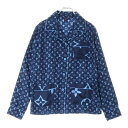LOUIS VUITTON(ルイヴィトン) サイズ:36 22AW L/S Pajama Shirt W/Pocket 総柄デザイン パジャマシャツ ネイビー/...
