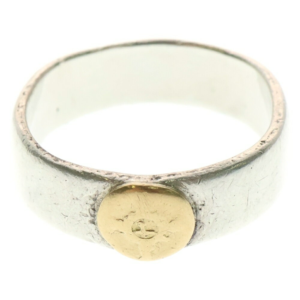 FIRST ARROW's(ファーストアローズ) K18付 平打8mm プレーン リング シルバー/ゴールド【中古】【程度B】【カラーシルバー】【取扱店舗BRING THRIFT CLOSET 幕張店】