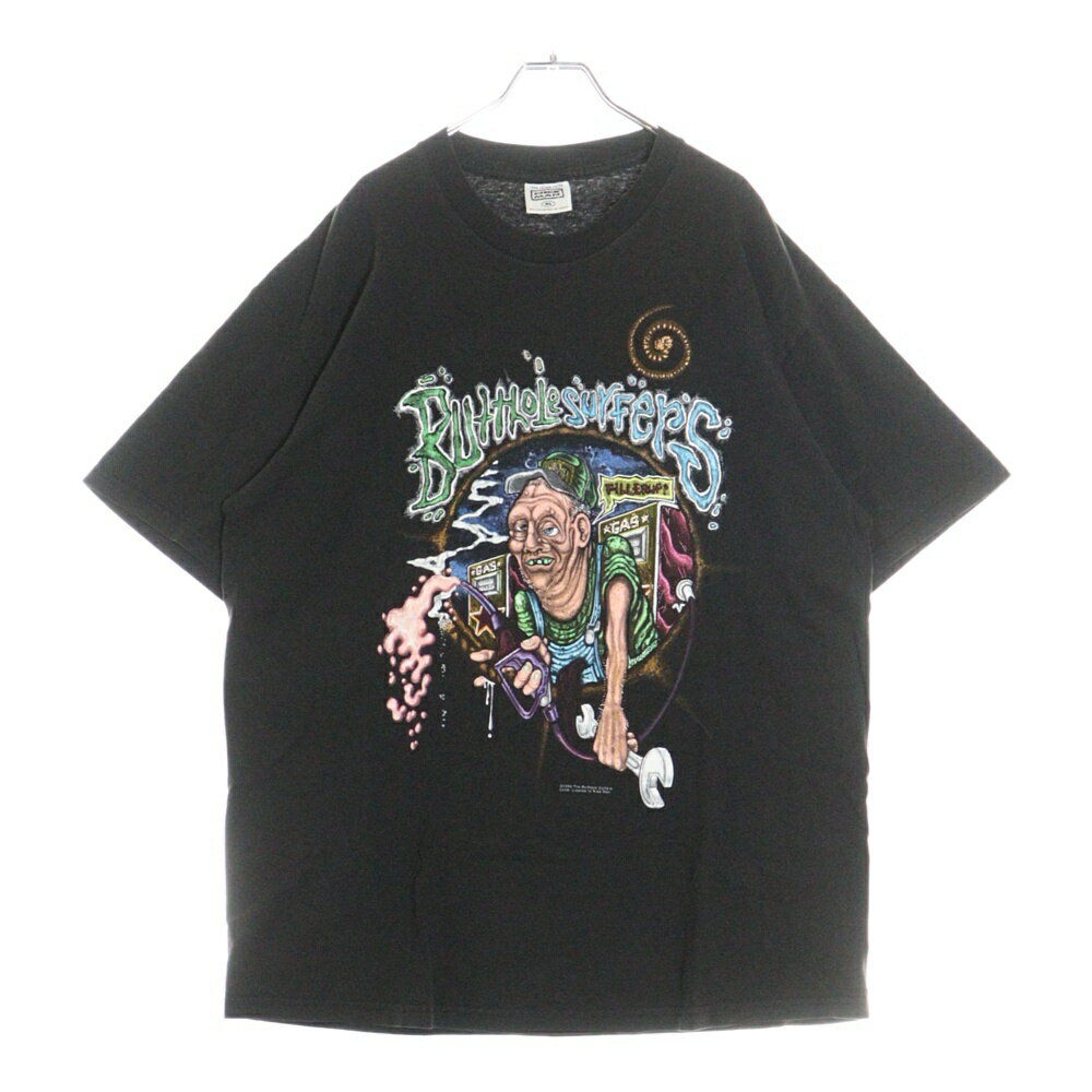 VINTAGE(ヴィンテージ) サイズ:XL 90S BUTTHOLE SURFERS 1994 FILLER UP GAS STATION MAN バットホール・サーファーズ 両面プリント 半袖Tシャツ ブラック【中古】【程度B】【カラーブラック】【取扱店舗BRINGアメリカ村店】