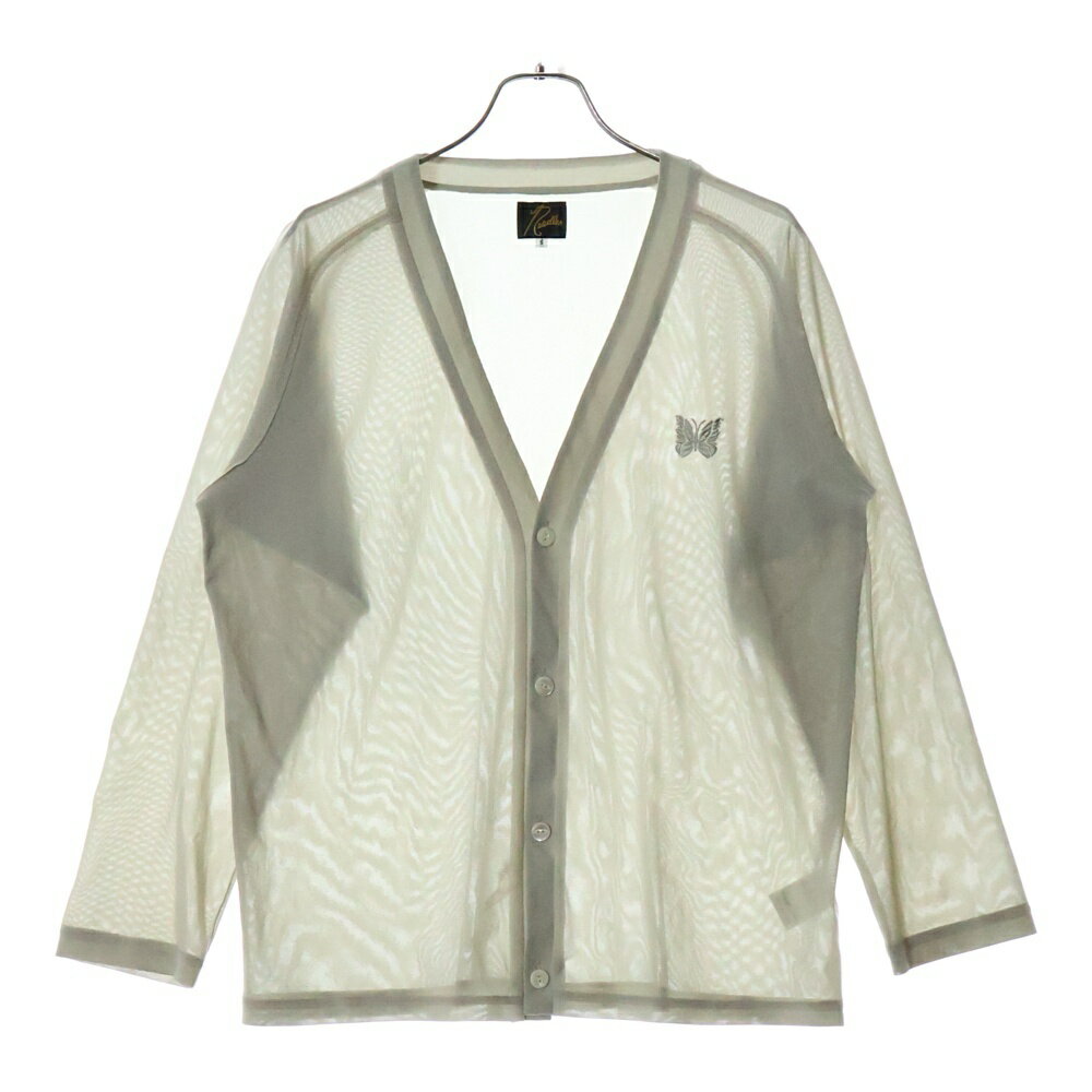 Needles(ニードルス) サイズ:S V Neck Cardigan Vネック 刺繍 ポリメッシュ カーディガン ベージュ MR3..