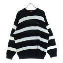 SUPREME(シュプリーム) サイズ:L 25SS Loose Gauge Stripe Small Box Sweater ルーズストライプ ニットセーター ブラック/ホワイト【中古】【程度A】【カラーブラック】【取扱店舗BRING THRIFT CLOSET 幕張店】